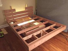 Floating bed frame, with tools and detailed steps. - Floating bed frame, with tools and detailed steps. -   16 diy Bed Frame with night stand ideas