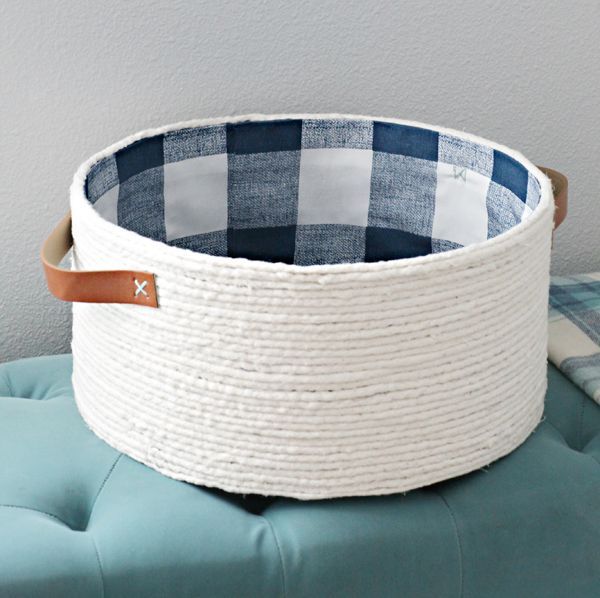 DIY Lined Rope Basket with Handles - DIY Lined Rope Basket with Handles -   16 diy Box rope ideas
