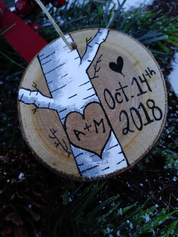 Wedding gift , wedding ornament , gift for him , Wood slice ornament , couples gift , personalized gift , anniversary gift , birch wood gift - Wedding gift , wedding ornament , gift for him , Wood slice ornament , couples gift , personalized gift , anniversary gift , birch wood gift -   16 diy Wedding present ideas