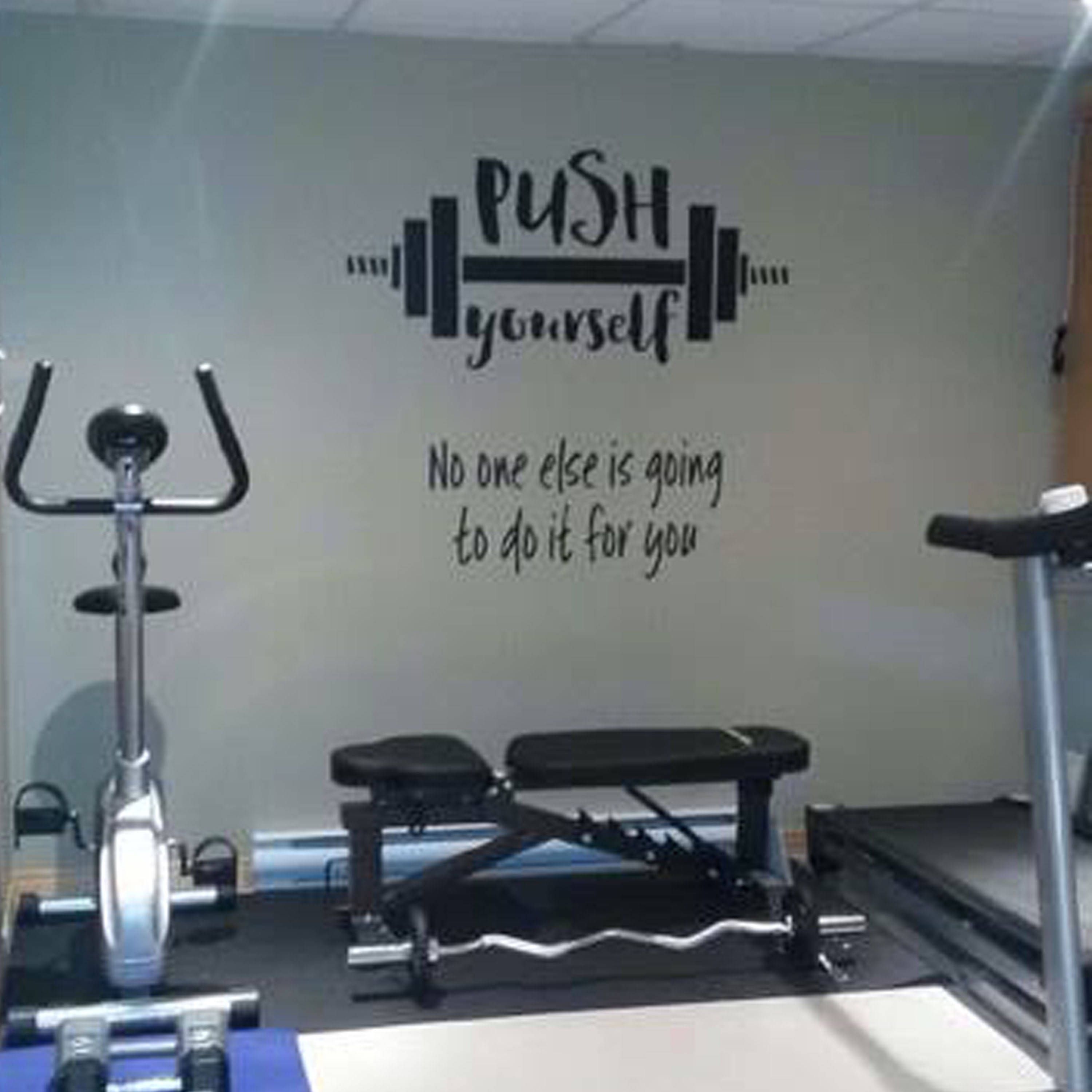 Push yourself No one else is going to do it for you, Workout Room Wall Vinyl, Weight room Exercise room home gym wall art wall decal HH2169 - Push yourself No one else is going to do it for you, Workout Room Wall Vinyl, Weight room Exercise room home gym wall art wall decal HH2169 -   16 home fitness Room ideas