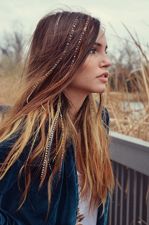 Clip-In Feather Extensions - Clip-In Feather Extensions -   16 style Hippie hair ideas