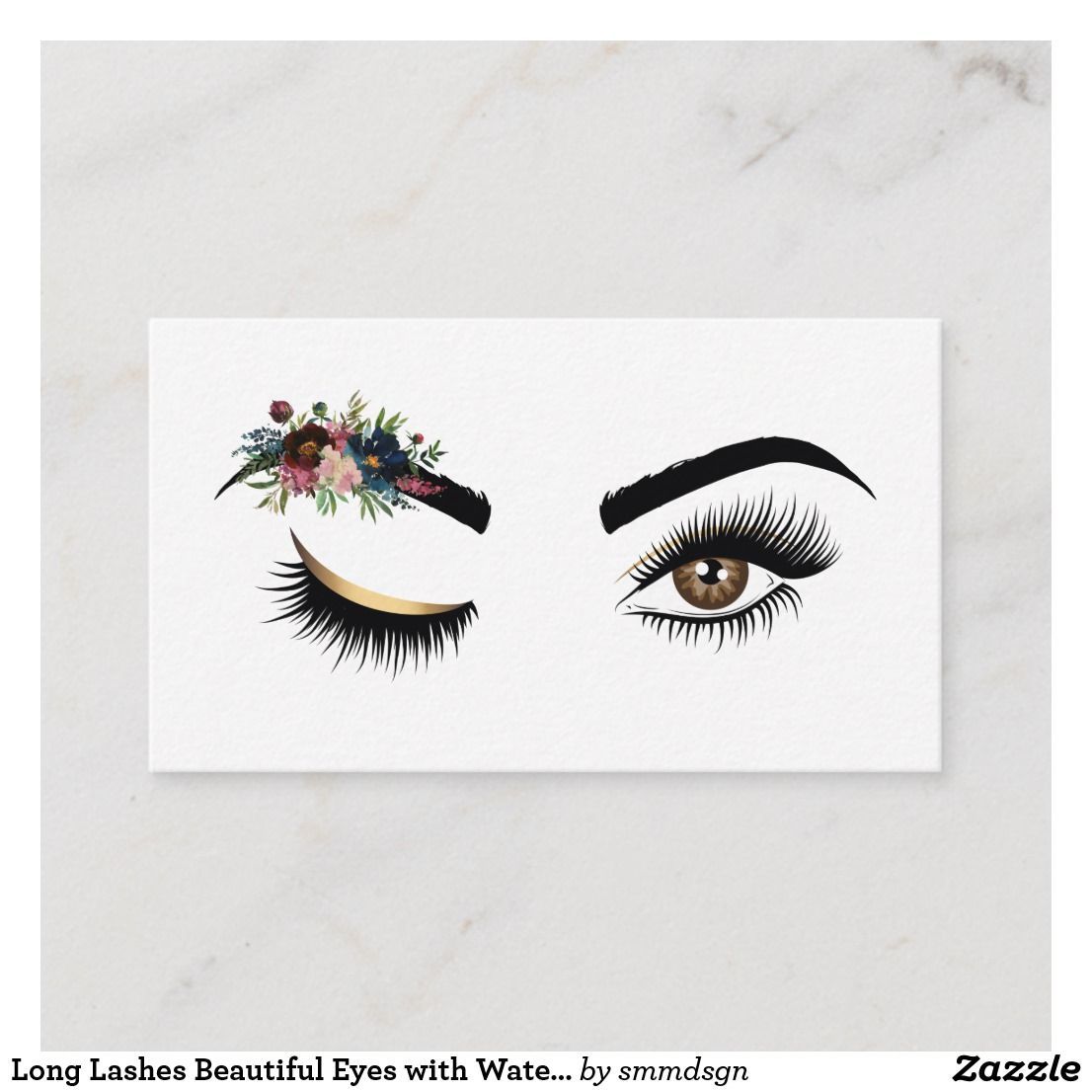 Long Lashes Beautiful Eyes with Watercolor Flowers Business Card | Zazzle.com - Long Lashes Beautiful Eyes with Watercolor Flowers Business Card | Zazzle.com -   17 beauty Eyes lashes ideas