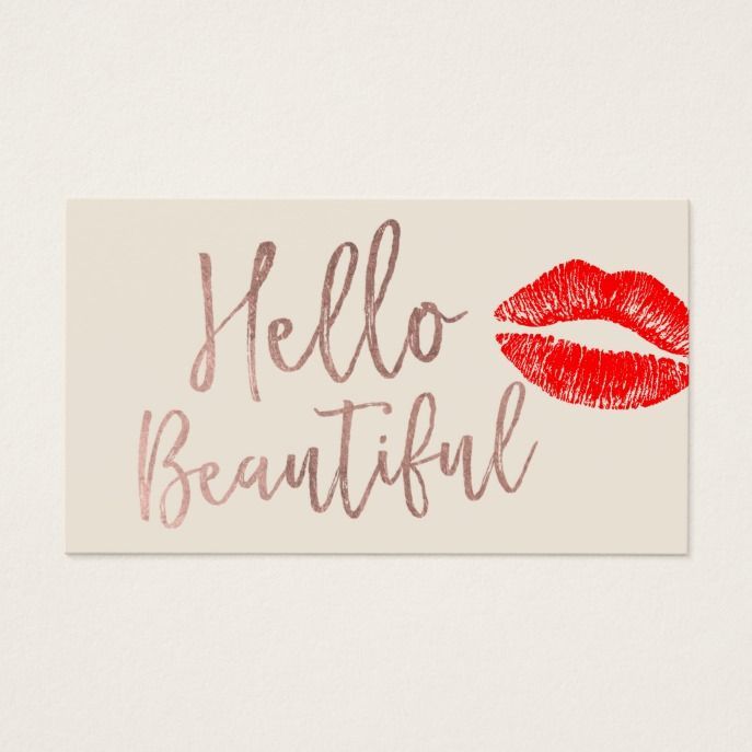 Hello Beautiful Rose Gold Typography Red Lips Business Card | Zazzle.com - Hello Beautiful Rose Gold Typography Red Lips Business Card | Zazzle.com -   17 beauty Logo lips ideas