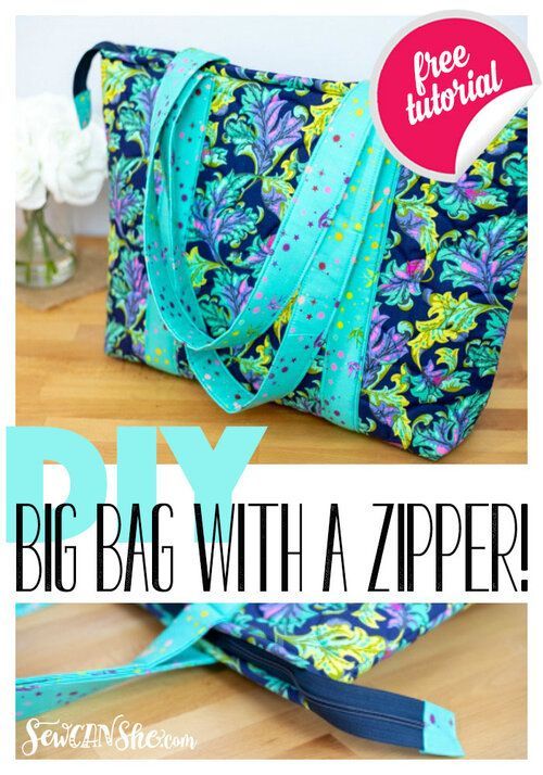 The Sew Easy Big Tote Bag - with a Zipper! — SewCanShe | Free Sewing Patterns and Tutorials - The Sew Easy Big Tote Bag - with a Zipper! — SewCanShe | Free Sewing Patterns and Tutorials -   17 diy Bag with zipper ideas