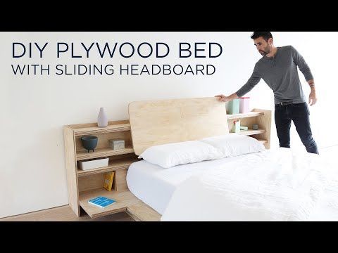DIY Plywood Bed with a Sliding Headboard - DIY Plywood Bed with a Sliding Headboard -   17 diy Bed Frame plywood ideas