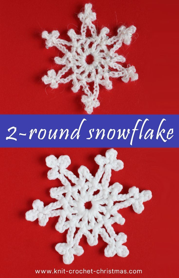 Easy 2-row crochet snowflake - Knit & Crochet Christmas - Easy 2-row crochet snowflake - Knit & Crochet Christmas -   17 diy Christmas Decorations snowflakes ideas