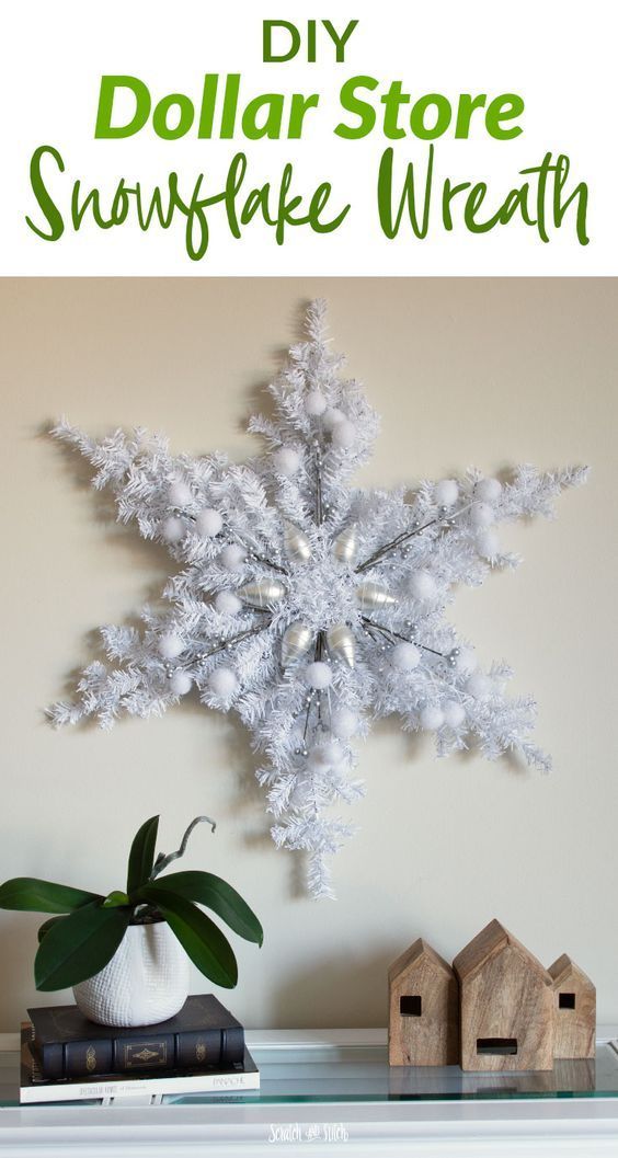 DIY Dollar Store Snowflake Wreath - DIY Dollar Store Snowflake Wreath -   17 diy Christmas Decorations snowflakes ideas