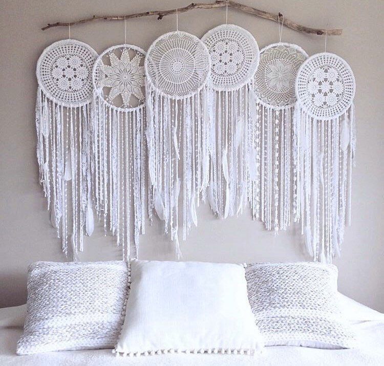 Massive Giant 6 Piece Hoop Pure White Crochet Dream Catcher, One of a kind Creation, Whimsical Dreamcatcher Photo Backdrop, Wall Mural - Massive Giant 6 Piece Hoop Pure White Crochet Dream Catcher, One of a kind Creation, Whimsical Dreamcatcher Photo Backdrop, Wall Mural -   17 diy Dream Catcher headboard ideas