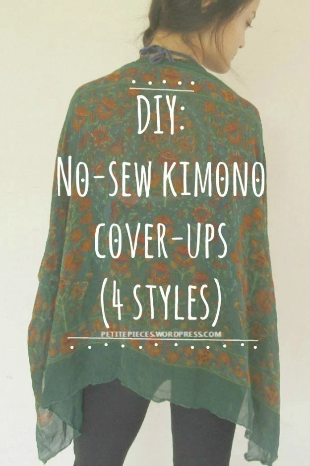 DIY: No-Sew Kimono Cover-Ups (4 Styles) - DIY: No-Sew Kimono Cover-Ups (4 Styles) -   17 diy Fashion no sew ideas