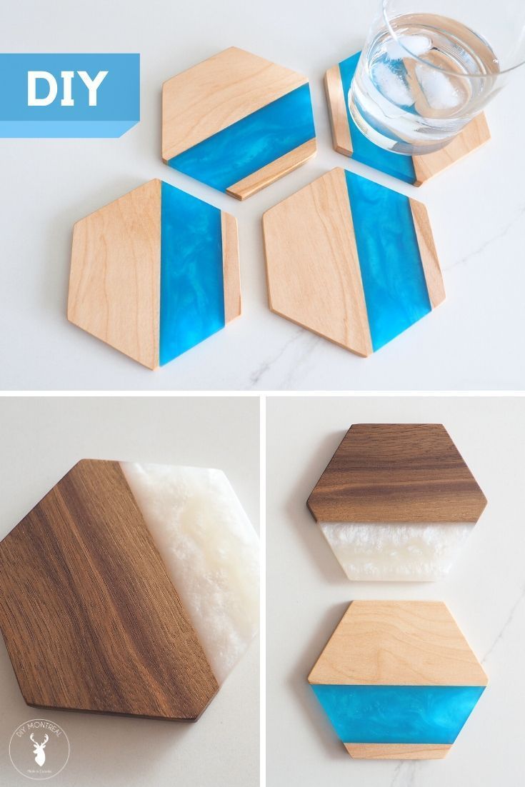 DIY Wood & Epoxy Hexagon Coasters - DIY Wood & Epoxy Hexagon Coasters -   17 diy Gifts wood ideas