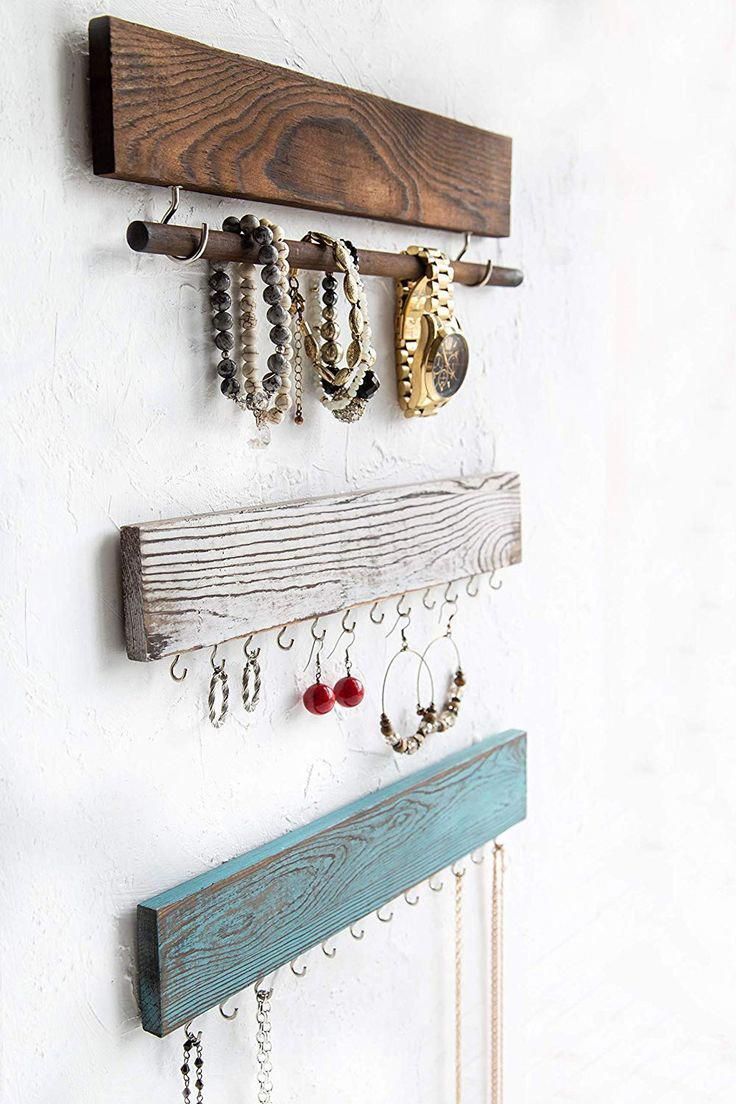 Rustic Jewelry Display Organizer for Wall - Rustic Jewelry Display Organizer for Wall -   17 diy Jewelry hanger ideas