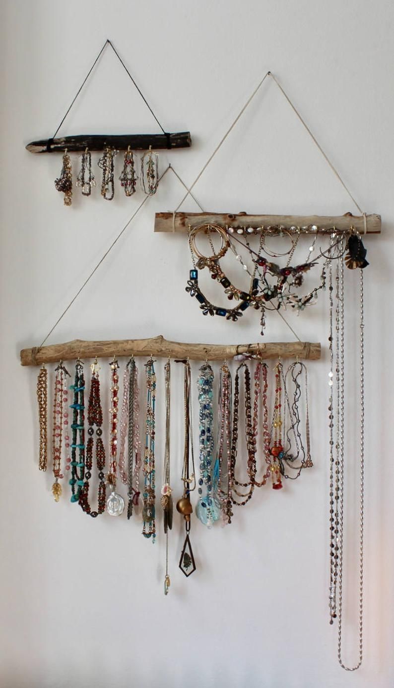 Driftwood Jewelry Organizer - Made to Order Jewelry Hangers - Pick the Driftwood - Boho Decor Small Space Storage Jewelry Display - Driftwood Jewelry Organizer - Made to Order Jewelry Hangers - Pick the Driftwood - Boho Decor Small Space Storage Jewelry Display -   17 diy Jewelry hanger ideas