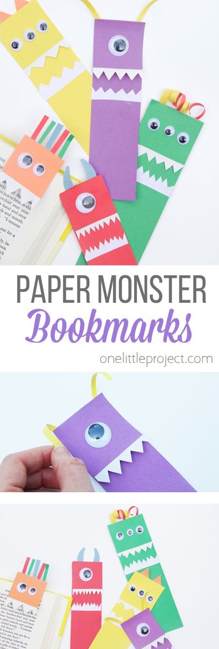 Paper Monster Bookmarks - One Little Project - Paper Monster Bookmarks - One Little Project -   17 diy Kids bookmarks ideas
