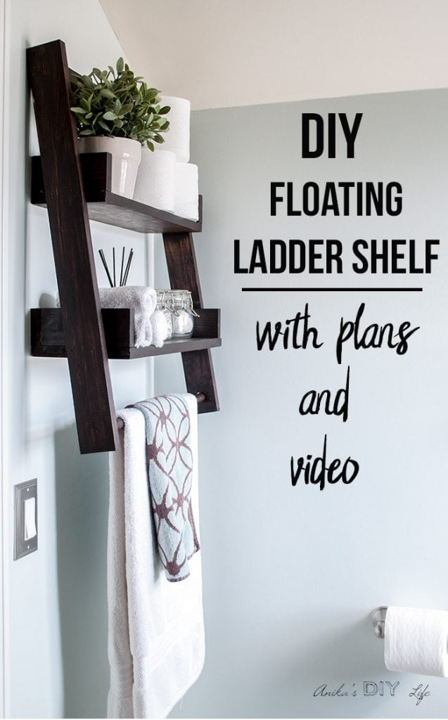 DIY Floating Ladder Shelf - with Plans - DIY Floating Ladder Shelf - with Plans -   17 diy Muebles cuarto ideas