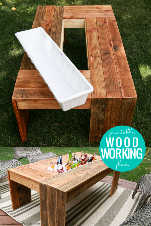 DIY Outdoor Coffee Table with Drink Cooler Woodworking Plan - DIY Outdoor Coffee Table with Drink Cooler Woodworking Plan -   17 diy Outdoor projects ideas