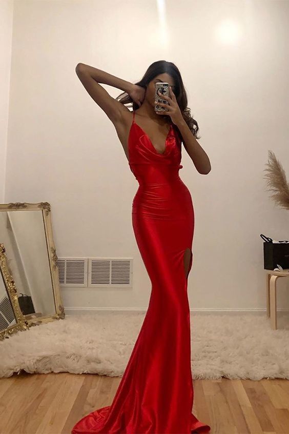 Long Sexy Red Prom Dress Mermaid Evening Dress with Split    ML5813 - Long Sexy Red Prom Dress Mermaid Evening Dress with Split    ML5813 -   17 mermaid style Dress ideas