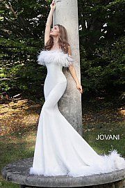 Jovani 63891 | White feather trim strapless wedding gown - Jovani 63891 | White feather trim strapless wedding gown -   17 mermaid style Dress ideas