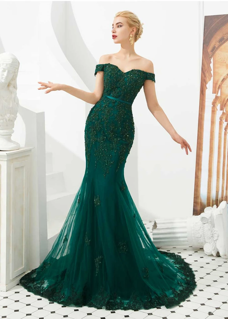 Emerald Green Mermaid Lace Prom Formal Dress - Emerald Green Mermaid Lace Prom Formal Dress -   17 mermaid style Dress ideas
