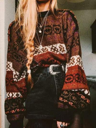 Casual Loose Knit Puff sleeve Sweaters - Casual Loose Knit Puff sleeve Sweaters -   17 style Bohemio winter ideas