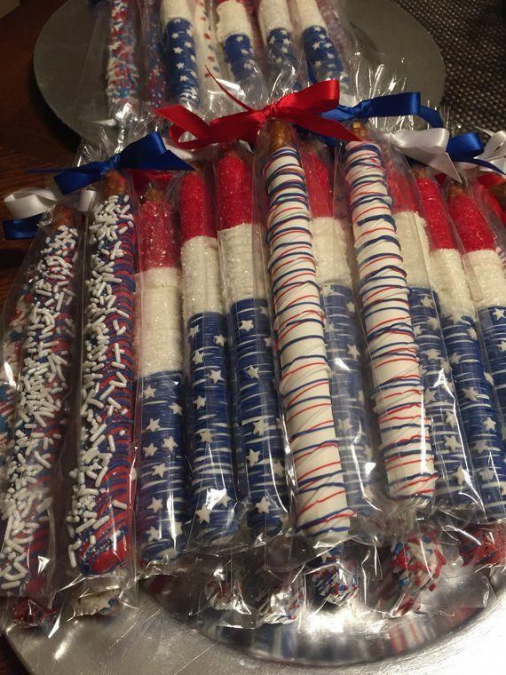 Labor Day/4th of July Chocolate Covered Pretzels(1 DOZ)/Party Favors/July Birthdays/Red White & Blue/BBQ Treats Red/White/Blue - Labor Day/4th of July Chocolate Covered Pretzels(1 DOZ)/Party Favors/July Birthdays/Red White & Blue/BBQ Treats Red/White/Blue -   18 4th of july party ideas