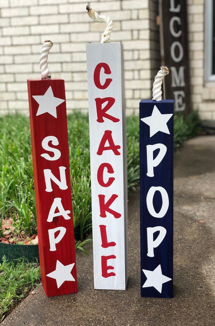 Patriotic Firecracker Decor, Wooden Firecracker, Snap Crackle Pop, 4th of July porch decor, Wooden F - Patriotic Firecracker Decor, Wooden Firecracker, Snap Crackle Pop, 4th of July porch decor, Wooden F -   18 4th of july party ideas