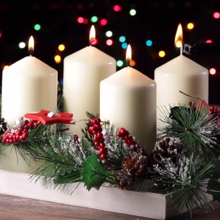 Centro de mesa con velas - Centro de mesa con velas -   18 diy Christmas table ideas