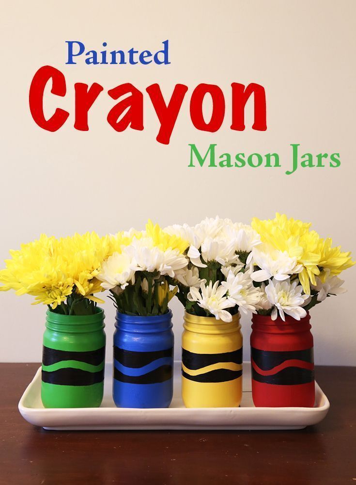 Painted Crayon Mason Jars - Weekend Craft - Painted Crayon Mason Jars - Weekend Craft -   18 diy Crafts for teachers ideas