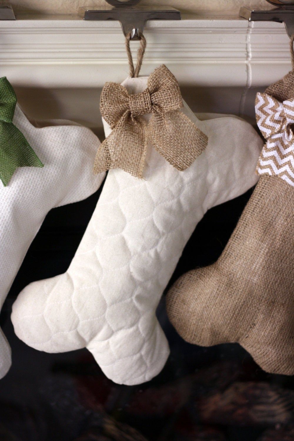 Quilted Dog Bone Christmas Stocking with Optional Bow - Pet Stocking - Quilted Dog Bone Christmas Stocking with Optional Bow - Pet Stocking -   18 diy Dog christmas ideas