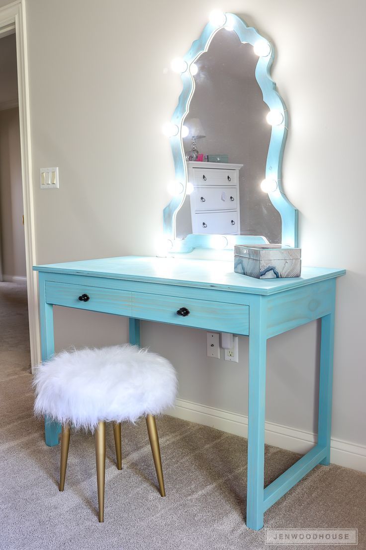 How To Make a DIY Makeup Vanity with Hollywood Lighted Mirror - How To Make a DIY Makeup Vanity with Hollywood Lighted Mirror -   18 diy Organization vanity ideas