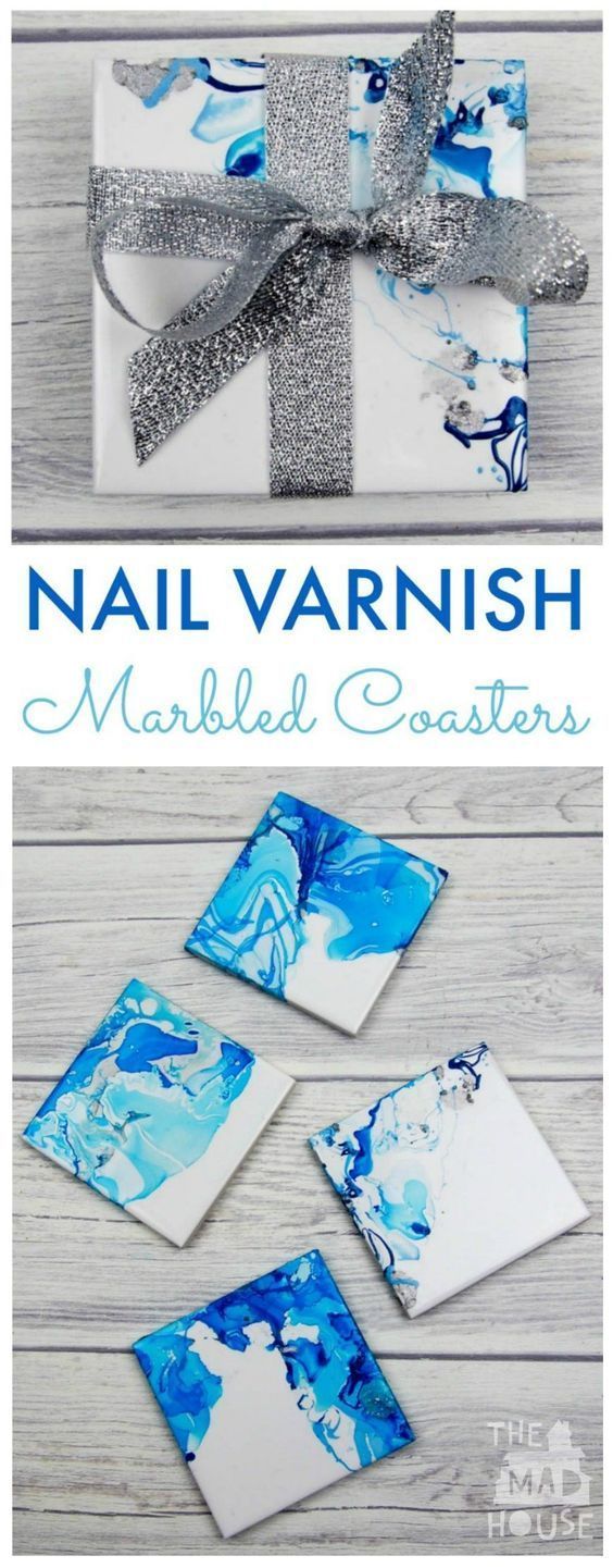 Nail Varnish Marbled Coasters - Nail Varnish Marbled Coasters -   18 diy Presents useful ideas