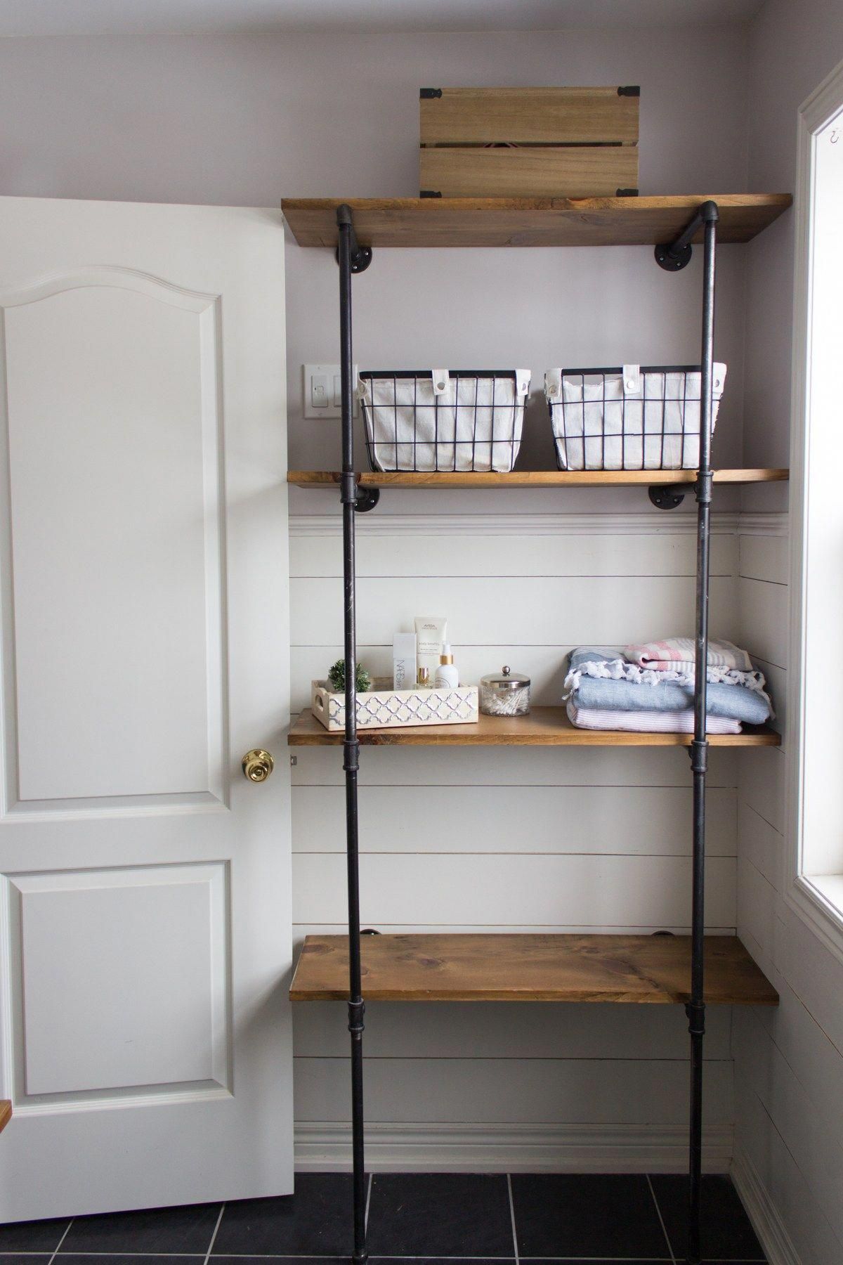 Build to Organize Challenge - DIY Pipe Shelves for the Bathroom | House by the Bay Design - Build to Organize Challenge - DIY Pipe Shelves for the Bathroom | House by the Bay Design -   18 diy Shelves rental ideas