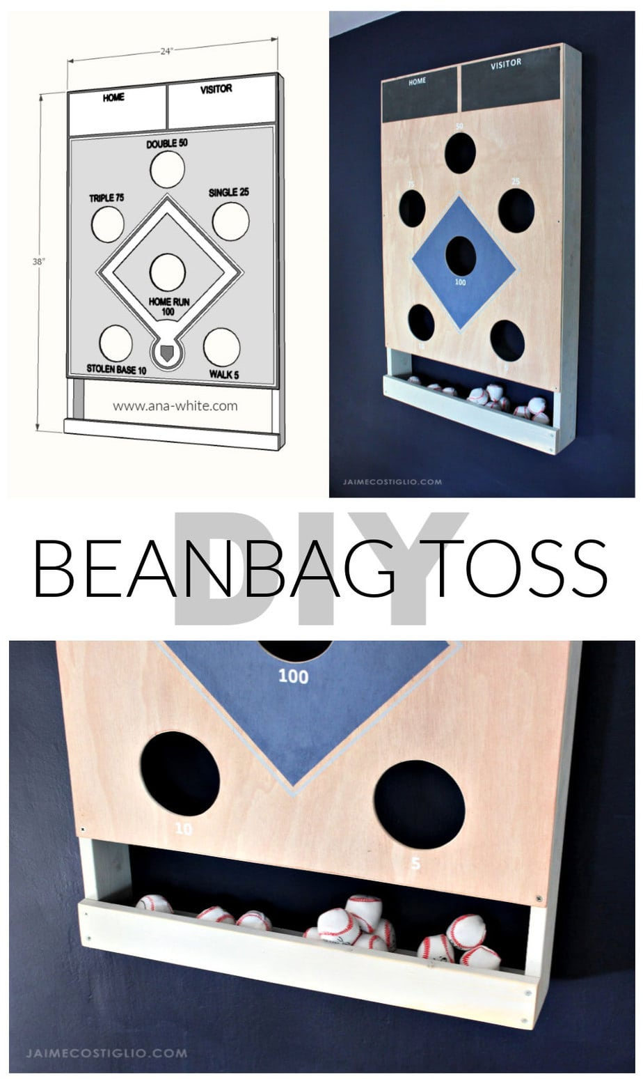 DIY Baseball Beanbag Toss Game - Jaime Costiglio - DIY Baseball Beanbag Toss Game - Jaime Costiglio -   18 diy Wood games ideas