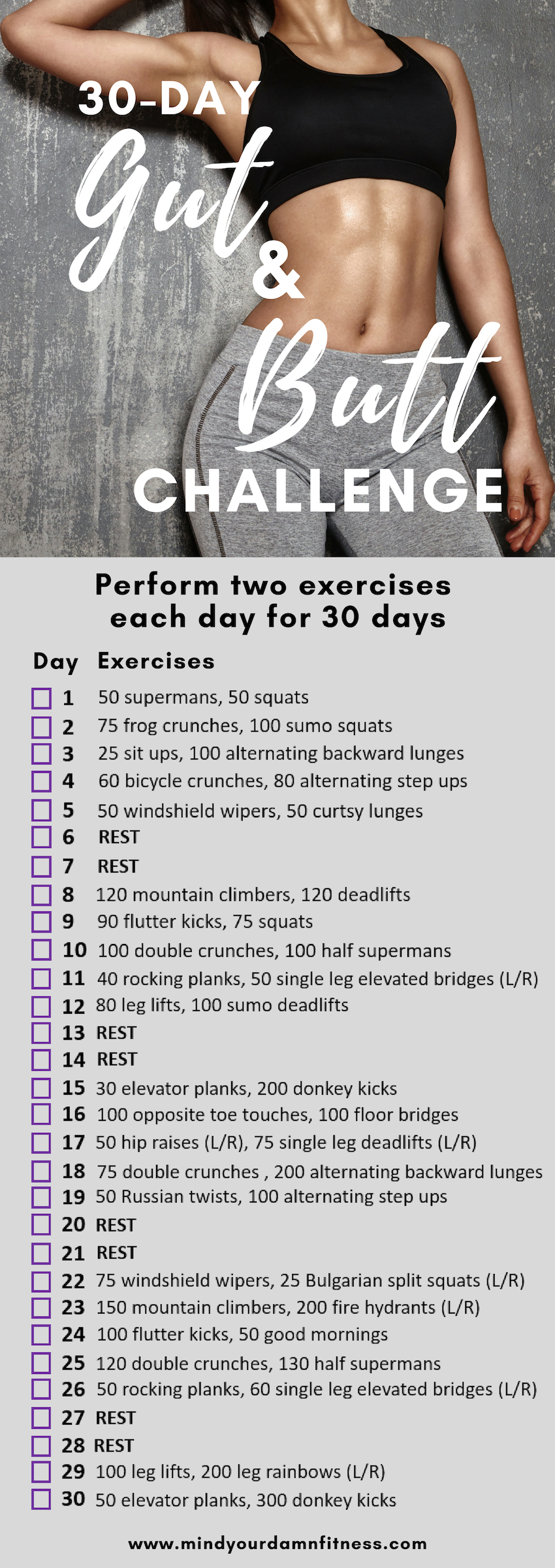 The Ultimate 30-Day Gut and Butt Challenge – Mind Your Damn Fitness - The Ultimate 30-Day Gut and Butt Challenge – Mind Your Damn Fitness -   18 fitness Training inspiration ideas