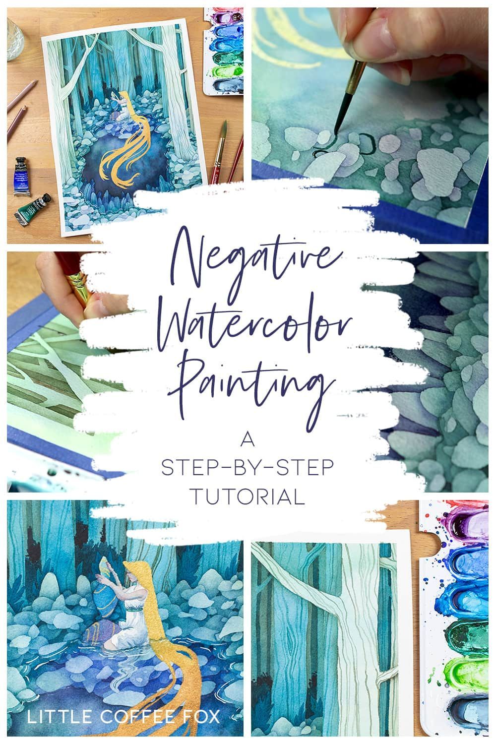 Watercolor Negative Painting Tutorial - Add Amazing Depth to Your Art - Watercolor Negative Painting Tutorial - Add Amazing Depth to Your Art -   19 beauty Art watercolor ideas