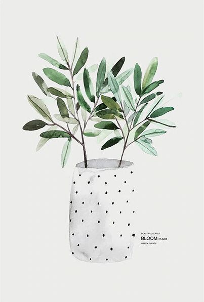 Green Plant Watercolor Art - Green Plant Watercolor Art -   19 beauty Art watercolor ideas
