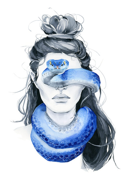 Blue snake blindfolded - Blue snake blindfolded -   19 beauty Art watercolor ideas