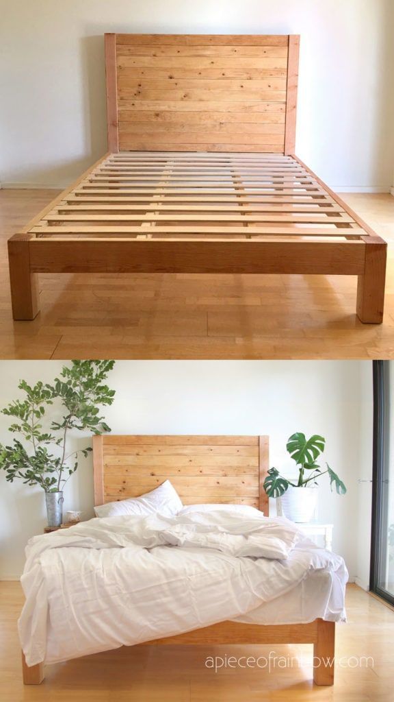 DIY Bed Frame & Wood Headboard ($1500 Look for $100!) - DIY Bed Frame & Wood Headboard ($1500 Look for $100!) -   19 diy Bedroom headboards ideas