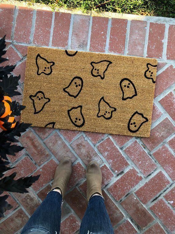 Halloween Doormat / Welcome Mat / Ghost / Thanksgiving Doormat / Fall Decor / Door Mat / Halloween D - Halloween Doormat / Welcome Mat / Ghost / Thanksgiving Doormat / Fall Decor / Door Mat / Halloween D -   19 diy Crafts halloween ideas