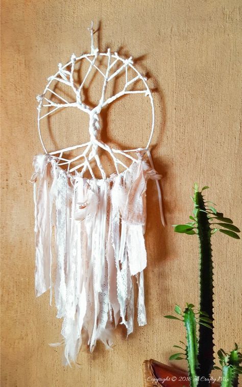 Make a Unique Tree of Life Dreamcatcher Using T-Shirt Yarn | A Crafty Mix - Make a Unique Tree of Life Dreamcatcher Using T-Shirt Yarn | A Crafty Mix -   19 diy Dream Catcher step by step ideas