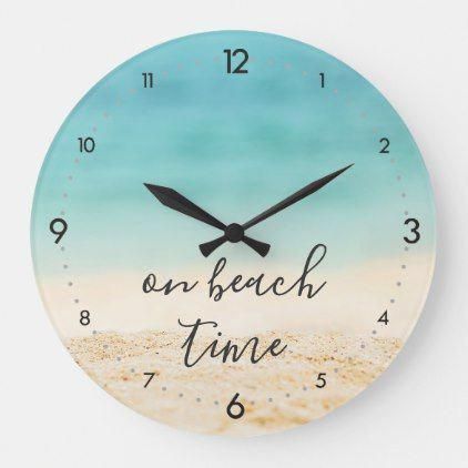 On Beach Time (Customizable!) Coastal Beach Photo Large Clock | Zazzle.com - On Beach Time (Customizable!) Coastal Beach Photo Large Clock | Zazzle.com -   19 diy Home Decor beach ideas