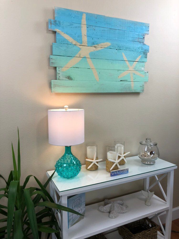 Beach Decor Star Fish on Blue Sky Over Turquoise Sea Tropical Wall Hanging 24