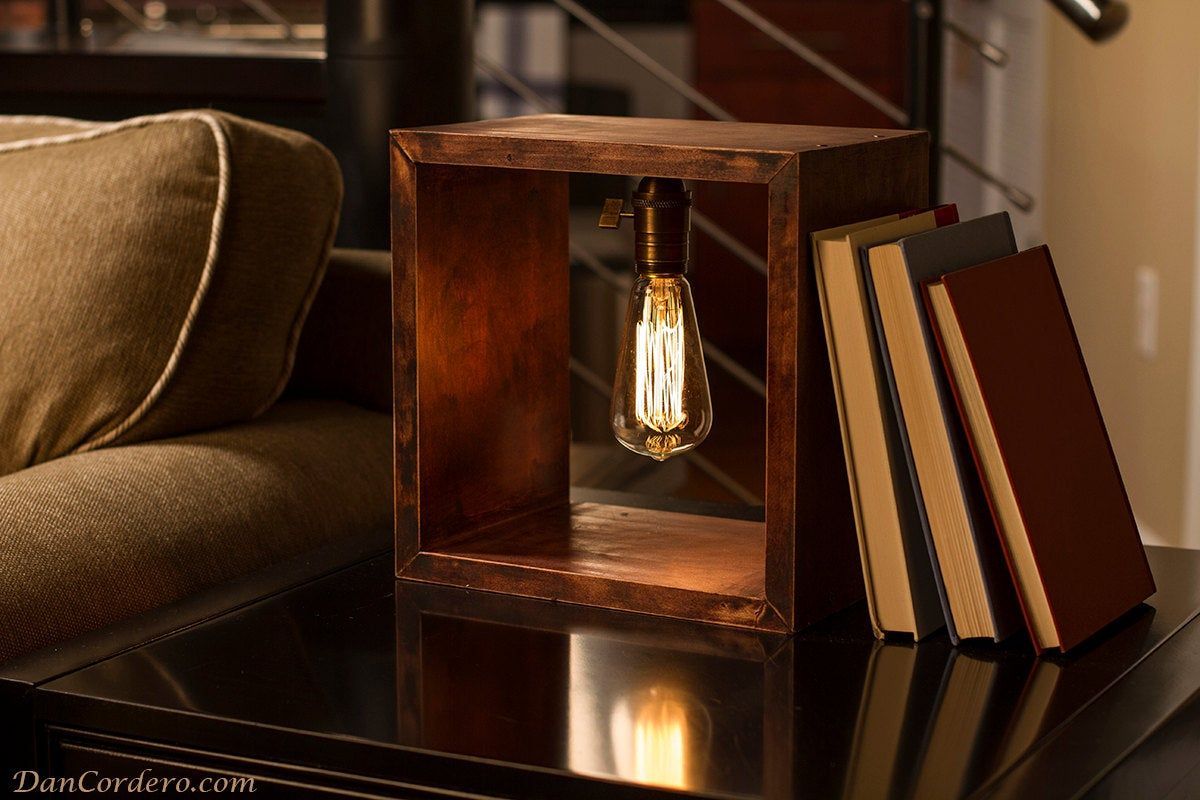 Shadow Box Edison Lamp | Table Lamp | Desk Lamp | Bedside Light | Night Light | Wood | Lamp | Edison Bulb | Industrial - Shadow Box Edison Lamp | Table Lamp | Desk Lamp | Bedside Light | Night Light | Wood | Lamp | Edison Bulb | Industrial -   19 diy Lamp wood ideas