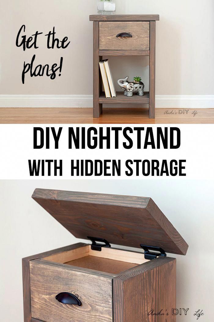 Easy DIY Nightstand With Hidden Compartment - Easy DIY Nightstand With Hidden Compartment -   19 diy Projects with wood ideas