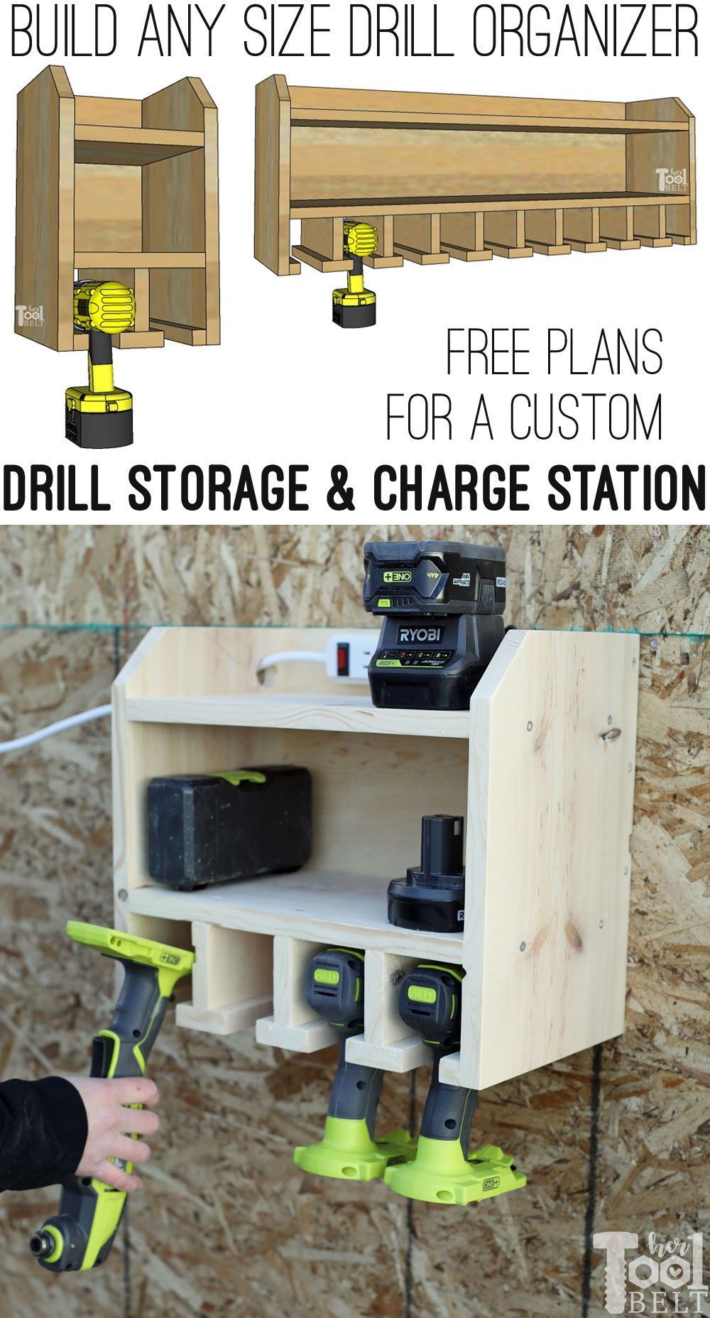 Easy Custom Drill Storage & Charge Station - Easy Custom Drill Storage & Charge Station -   19 diy storage ideas
