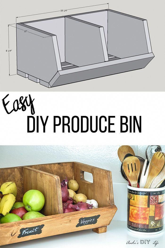 DIY Vegetable Storage Bin with Dividers - DIY Vegetable Storage Bin with Dividers -   19 diy Wood work ideas