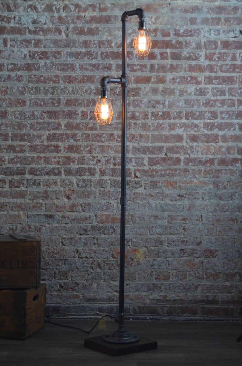 Pipe Floor Lamp - Industrial Floor Lamp - Edison Bulb - Standing Lamp - Bulb Cage - Modern Lamps - Model No. 1046 - Pipe Floor Lamp - Industrial Floor Lamp - Edison Bulb - Standing Lamp - Bulb Cage - Modern Lamps - Model No. 1046 -   20 diy Lamp wall ideas