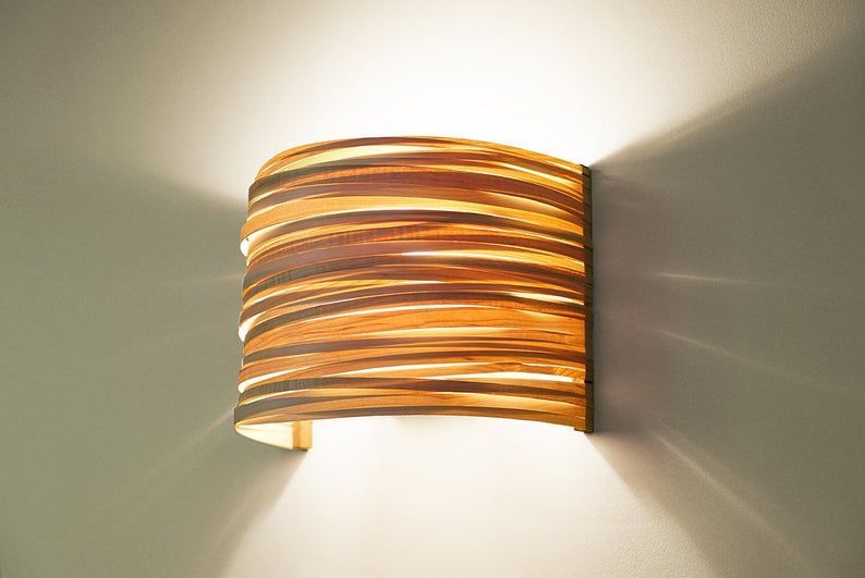 Wall Light, Veneer Wall Lamp, Bedside lamp, Bedside light, Night Light, Natural Minimalist Style, Maple ”Arc stripes