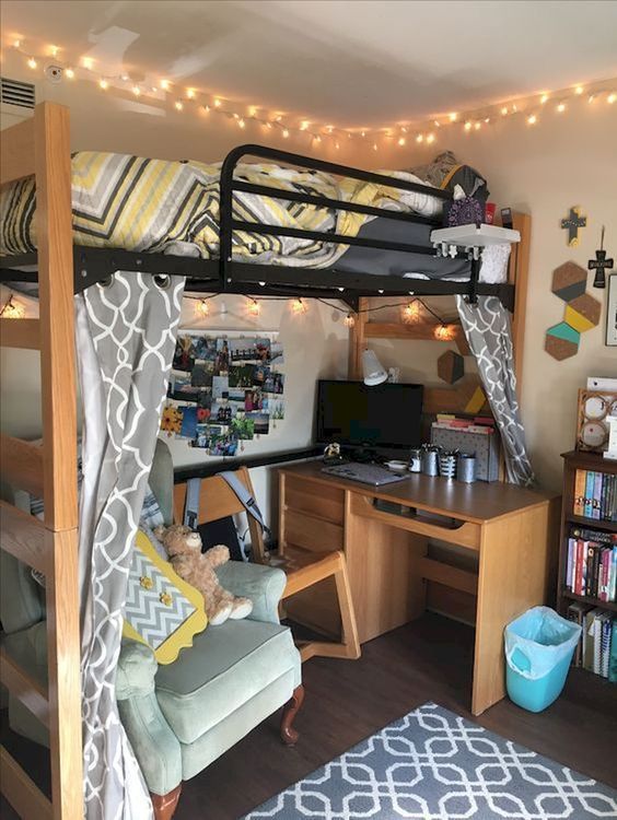 22 College Dorm Room Ideas for Lofted Beds - Cassidy Lucille - 22 College Dorm Room Ideas for Lofted Beds - Cassidy Lucille -   20 diy Room cute ideas