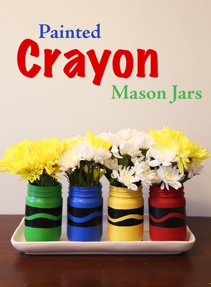 Painted Crayon Mason Jars - Weekend Craft - Painted Crayon Mason Jars - Weekend Craft -   20 diy School Supplies food ideas