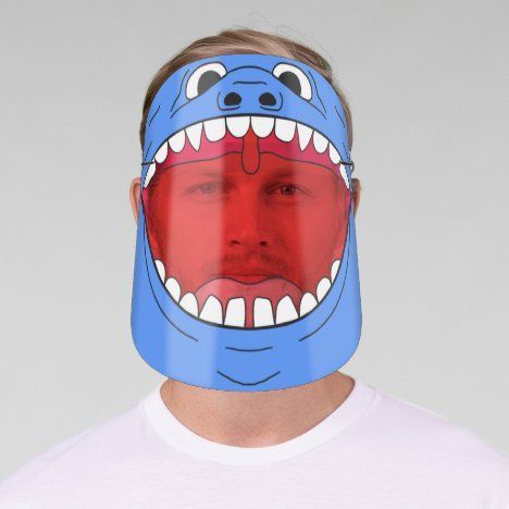 Cartoon Monster Mouth Blue and Red Face Shield | Zazzle.com - Cartoon Monster Mouth Blue and Red Face Shield | Zazzle.com -   22 beauty Face cartoon ideas